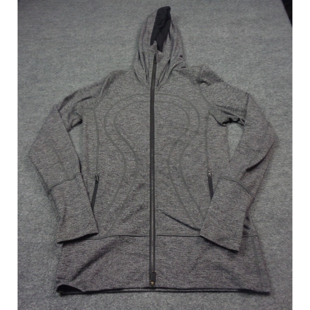 Lululemon Stride‎ Jacket II Womens Heathered Gray Size 8 Hooded Wicking